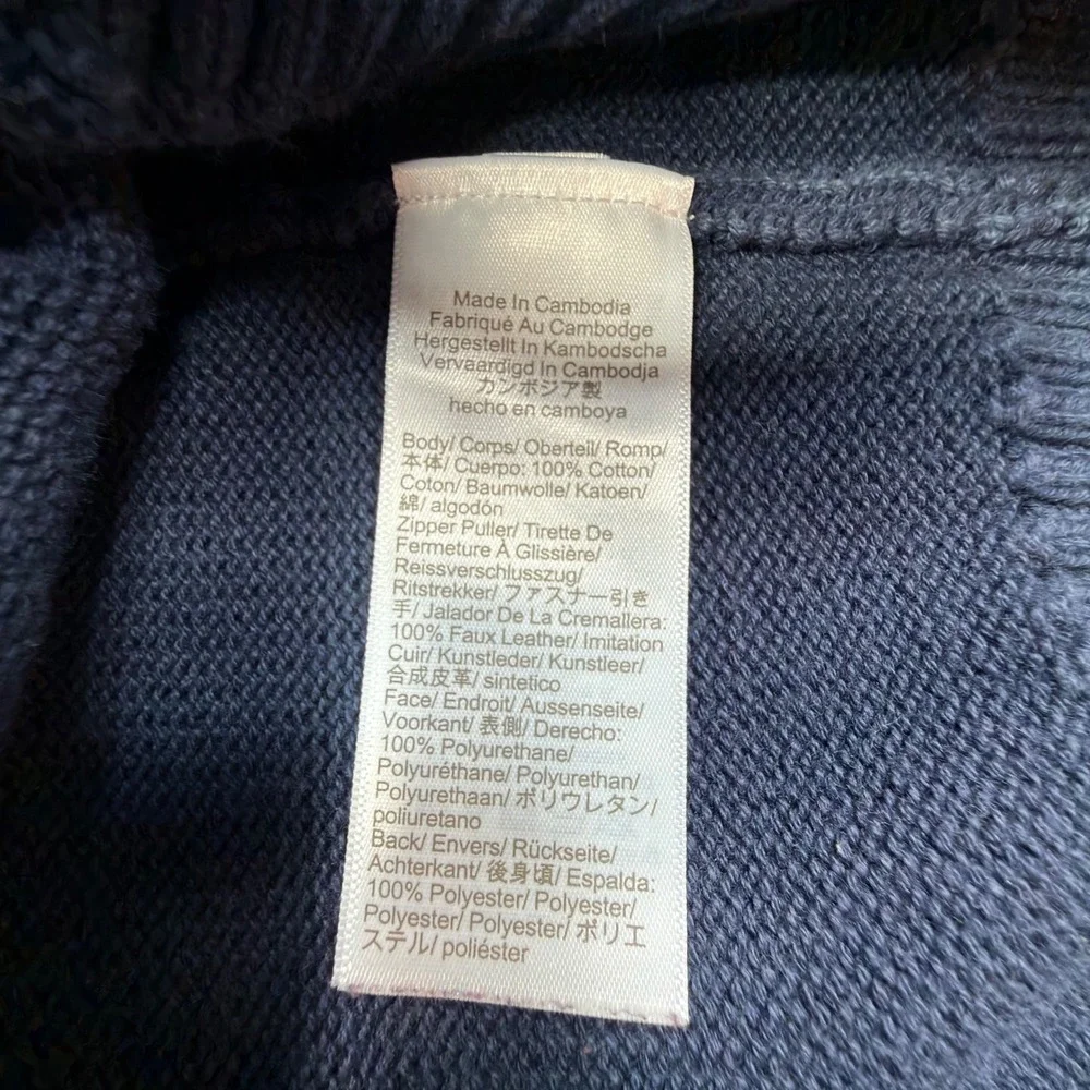 J. Crew Mens Size XL Sweater Navy Blue Cotton Quarter Zip BT793 NWOT